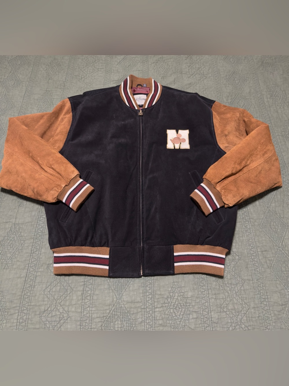 Vintage Disney Store Mickey Mouse 1928 Suede Varsity Jacket Large